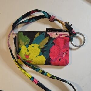 Vera Bradley Multicolor Floral Lanyard with Key Ring and lobster clip